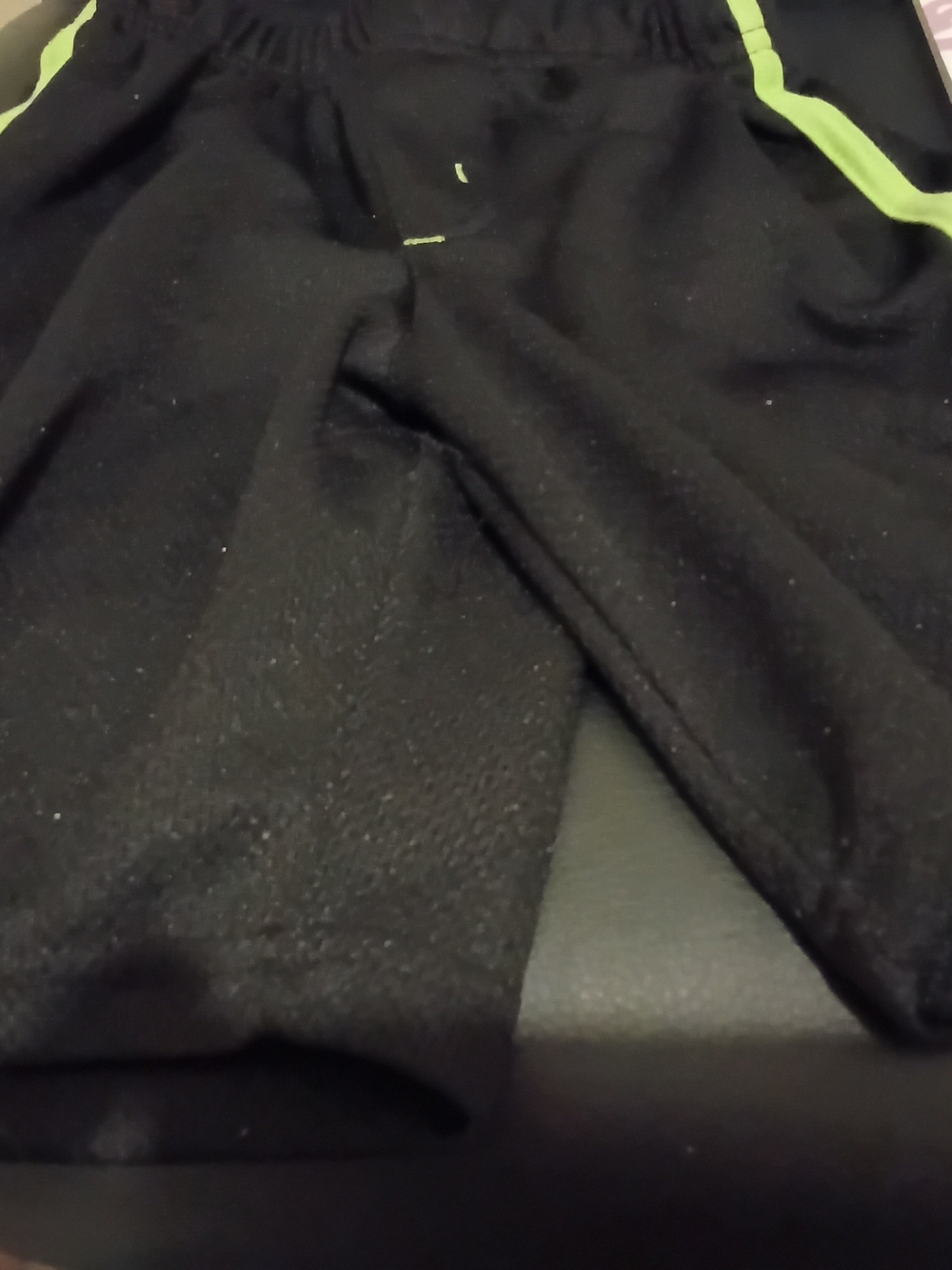 Black Athletic Shorts with Lime Green Trim
